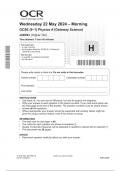 OCR  GCSE Physics A &lpar;Gateway Science&rpar;  J249&sol;03 &lpar;Higher Tier&rpar; JUNE 2024 QUESTION PAPER