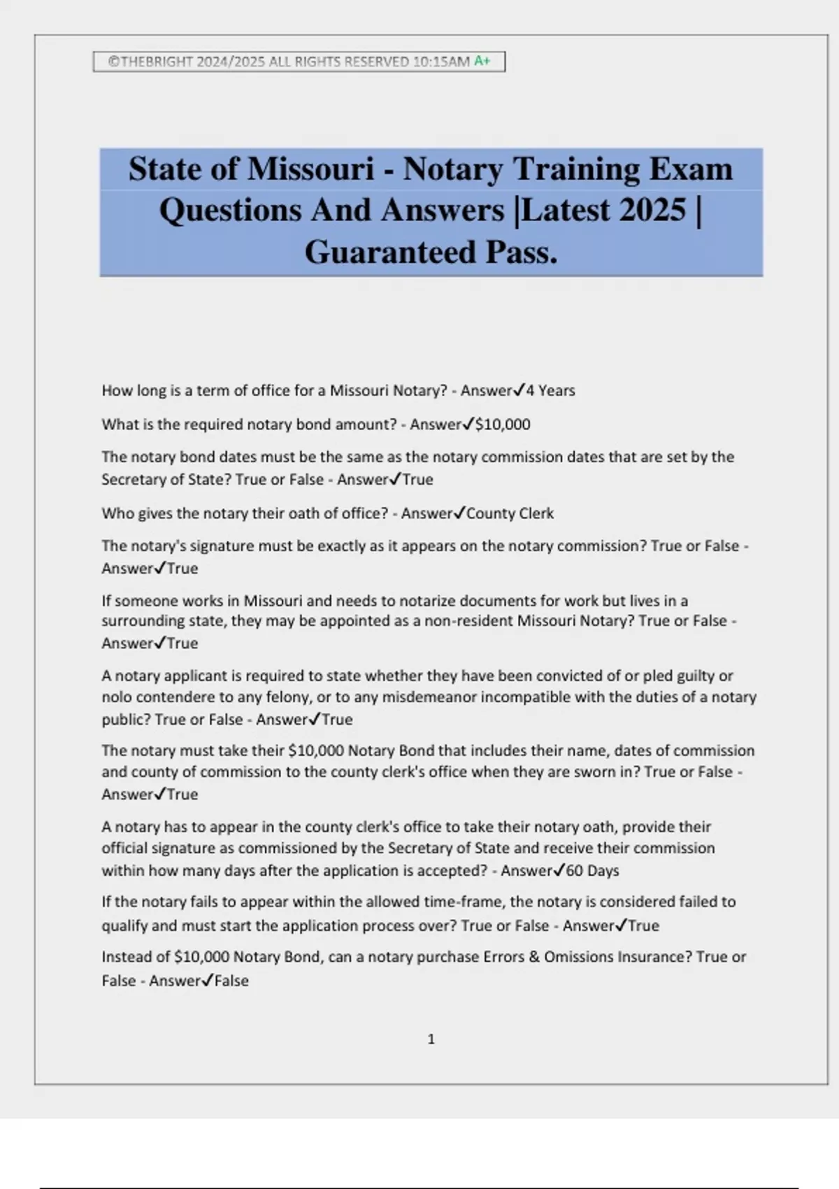 Missouri Notary Training