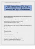 WGU Master's Course C706 - Secure Software Design&period; Exam Questions And Answers &vert;Latest 2025 &vert; Guaranteed Pass&period;