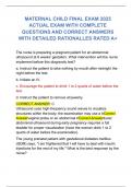NR 327- MATERNAL CHILD EXAM QUIZLETS AND FINAL EXAM 2025 ACTUAL EXAM WITH COMPLETE QUESTIONS AND CORRECT ANSWERS  RATED A&plus;