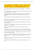 SC DRIVER'S PERMIT TEST PRACTICE QUESTIONS & ANSWERS&lpar;RATED A&plus;&rpar;