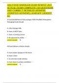 AAA FOOD HANDLER EXAM NEWEST 2025 ACTUAL EXAM COMPLETE 150 QUESTIONS AND CORRECT DETAILED ANSWERS &lpar;VERIFIED ANSWERS&rpar; ALREADY GRADED A&plus;&period;docx