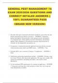 GENERAL PEST MANAGEMENT 7A  EXAM 2025&sol;2026 QUESTIONS AND  CORRECT DETALED ANSWERS &vert;&vert;  100&percnt; GUARANTEED PASS  <BRAND NEW VERSION> 