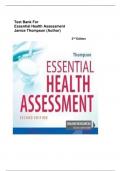 TEST BANK for Essential Health Assessment 2nd Edition&period;  Janice Thompson &lpar;Author&rpar;All Chapters 1-24