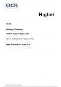 OCR  GCSE Biology A &lpar;Gateway Science&rpar;  J247&sol;03 &lpar;Higher Tier&rpar; JUNE 2024 MARK SCHEME