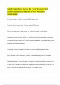 Gold Coast Real Estate 63 Hour Course Test &vert; Latest Questions With Correct Answers 2025&sol;2026