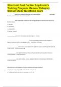 Structural Pest Control Applicator's Training Program&colon; General Category Manual Study Questions exam