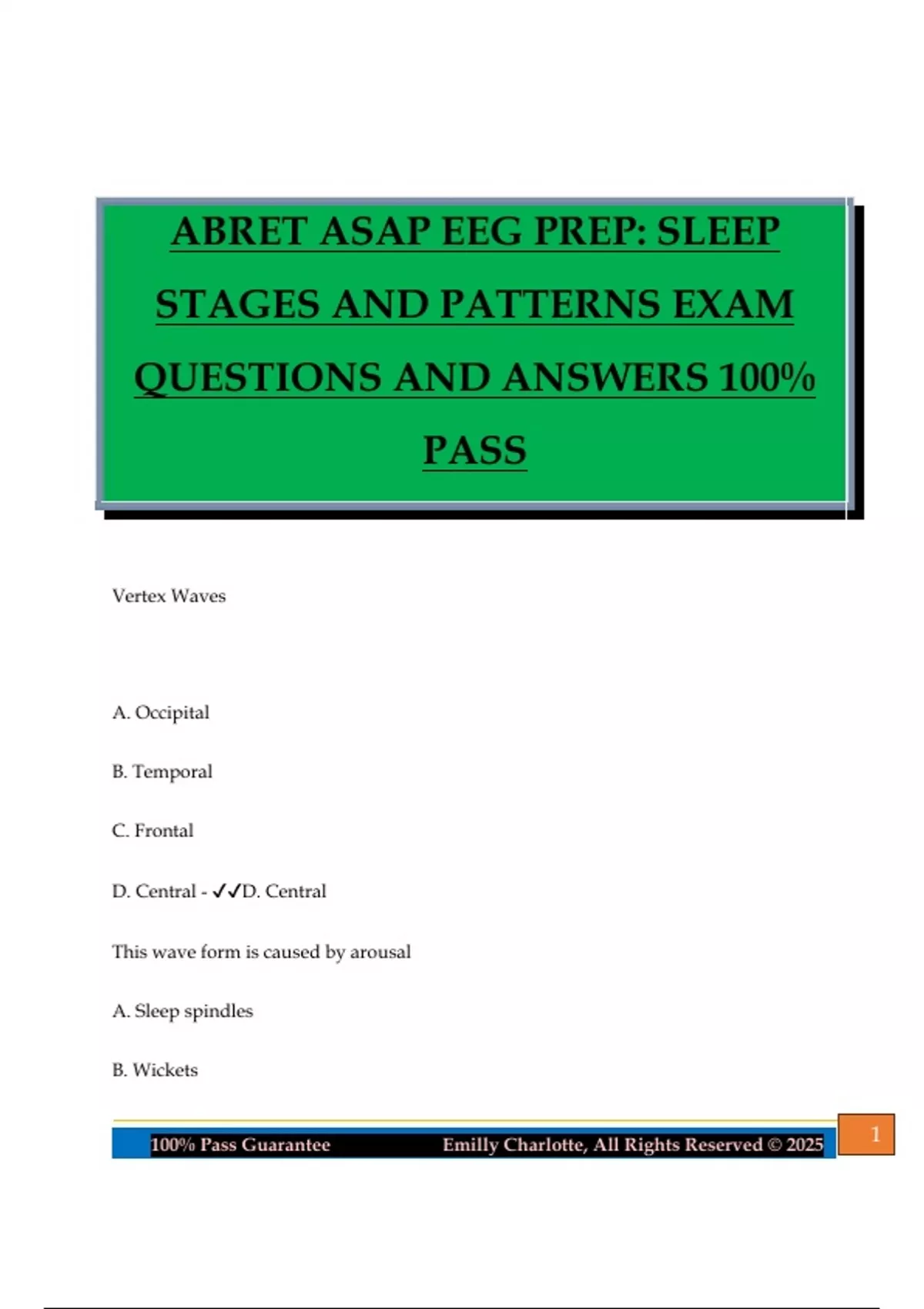 ABRET ASAP EEG PREP: SLEEP STAGES AND PATTERNS EXAM QUESTIONS AND ...