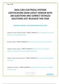 SACA C201 ELECTRICAL SYSTEMS CERTIFICATION EXAM LATEST VERSION WITH 180 QUESTIONS AND CORRECT DETAILED SOLUTIONS JUST RELEASED THIS YEAR