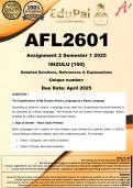 AFL2601 Assignment 2 ISIZULU (COMPLETE ANSWERS) Semester 1 2025  - DUE April 2025