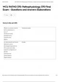 WCU PATHO 370&colon; Pathophysiology 370 Final Exam - Questions and Answers Elaborations