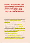 California Ambulance DMV Exam&comma; Brand New Exam Questions With 100&percnt; Verified Answers&comma; Latest Expert Premium Update&lpar;2025-2026&rpar;&vert;100&percnt; Guaranteed Success&period;