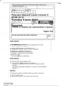 Pearson Edexcel Level 1&sol; 2 GCSE SPANISH 1SPO&sol;3H READING AND UNDERSTANDING IN SPANISH HIGHER TIER