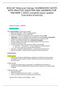 BIOL367 Molecular biology &lpar;SUMMARIZED NOTES WITH PRACTICE QUESTION AND ANSWERS FOR MIDTERM 1 2025&rpar; complete exam update Concordia University