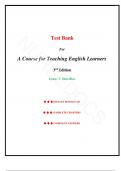 Test Bank - Course for Teaching English Learners&comma; A 3rd Edition &lpar;Lynne Diaz-Rico&comma; 2019&rpar;&comma; Chapter 1-10