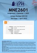 MNE2601 Assignment 1 &lpar;ANSWERS&rpar; Semester 1 2025 - DISTINCTION GUARANTEED