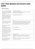 C10 T Exam Questions and Answers Latest Update 