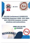 EDL3703 Assignment 1 &lpar;COMPLETE ANSWERS&rpar; Semester 1 - DUE 2025