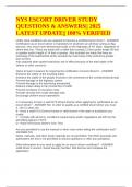 NYS ESCORT DRIVER STUDY QUESTIONS & ANSWERS&vert;&vert; 2025 LATEST UPDATE&vert;&vert; 100&percnt; VERIFIED