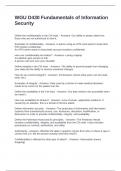 WGU D430 Fundamentals of Information Security Exam Of Questions and Correct Answers 