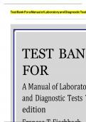 TEST BANK FOR A Manual of Laboratory and Diagnostic Tests 7th edition Frances T Fischbach all chapters latest 2025