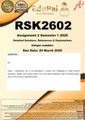 RSK2602 Assignment 1 &lpar;COMPLETE ANSWERS&rpar; Semester 1 2025 - DUE 20 March 2025