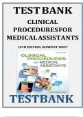 Test bank for clinical procedures for medical assistants 10th edition bonewit west all chapters latest