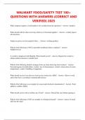 WALMART FOOD&sol;SAFETY TEST 100&plus; QUESTIONS WITH ANSWERS &lbrace;CORRECT AND VERIFIED&rcub; 2025