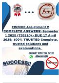 FIS2603 Assignment 2 &lpar;DETAILED ANSWERS&rpar; Semester 1 2025 - DISTINCTION GUARANTEED