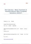 Pre-Calculus - Basic Functions & Transformations With Complete Solutions &lpar;2025&rpar;&excl;&excl;