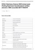 HOSA Veterinary Science 2025 Actual exam &lpar;Testing Real Exam Questions&rpar;and verified Answers &lpar; 100&percnt; accurate&rpar; GET IT RIGHT&excl;&excl;