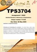 TPS3704 Assignment  1 &lpar;COMPLETE ANSWERS&rpar; 2025 &lpar;711336&rpar;- DUE 28 May 2025