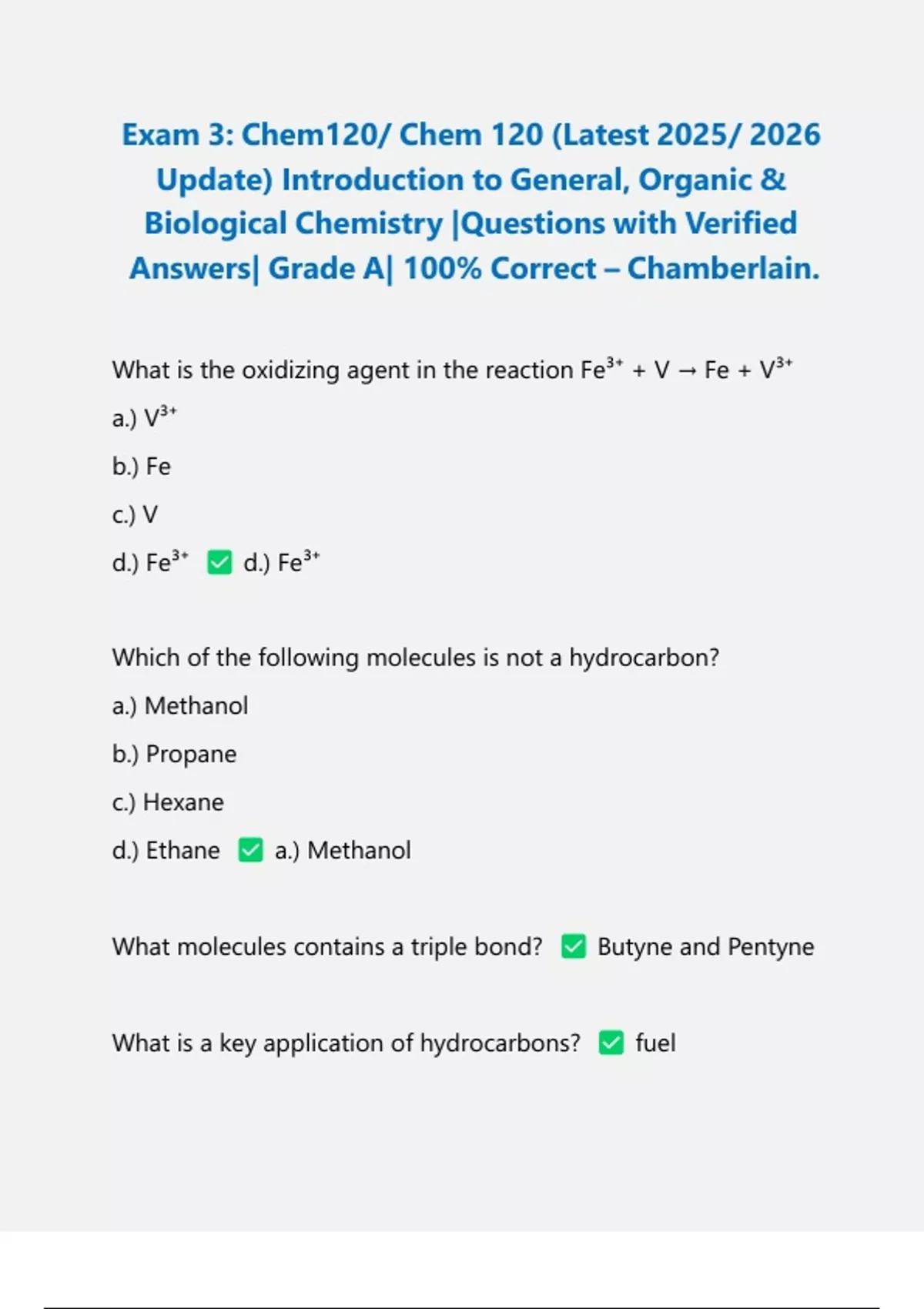 Exam 3: Chem120/ Chem 120 (Latest 2025/ 2026 Update) Introduction to ...