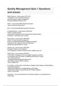 Quality Management Quiz 1 Questions and answer