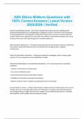 ABA Ethics Midterm Questions with 100&percnt; Correct Answers &vert; Latest Version 2025&sol;2026 &vert; Verified