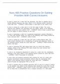 Nurs 465 Practice Questions On Setting Priorities With Correct Answers