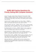 NURS 465 Practice Questions On Priority Setting With Complete Solutions