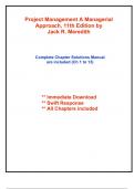 Solutions for Project Management A Managerial Approach&comma; 11th Edition by Meredith &lpar;All Chapters included&rpar;