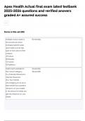 APEX FINAL ACTUAL EXAM&num; 1 &sol;Apex Health Actual final exam &sol;Apex Economics Actual Final Exam bundled exams