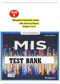 TEST BANK For Management Information Systems&comma; 10th Edition by Hossein Bidgoli&comma; Verified Chapters 1 - 14&comma; Complete Newest Version