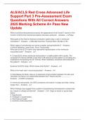 ALS&sol;ACLS Red Cross Advanced Life Support Part 3 Pre-Assessment Exam Questions With All Correct Answers 2025 Marking Scheme A&plus; Pass New Update