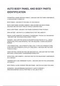 AUTO BODY PANEL AND BODY PARTS IDENTIFICATION QUESTION AND ANSWERS GRADED A&plus; 2025&sol;2026
