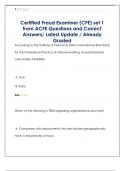 Certified Fraud Examiner &lpar;CFE&rpar; set 1  from ACFE Questions and Correct  Answers&sol; Latest Update &sol; Already  Graded