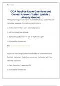COA Practice Exam Questions and  Correct Answers&sol; Latest Update &sol;  Already Graded