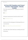 Air Force Questions and Correct Answers&sol; Latest Update &sol; Already Grade