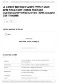 Le Cordon Bleu Basic Cuisine Written Exam 2025 Actual exam &lpar;Testing Real Exam Questions&rpar;and verified Answers &lpar; 100&percnt; accurate&rpar; GET IT RIGHT&excl;&excl;