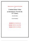 Instructor&rsquo;s Manual and Test Bank for Criminal Justice Today&colon; An Introductory Text for the 21st Century&comma; 16th edition&comma; by Frank Schmalleger&comma; Chapter 1-18