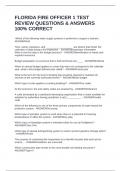 FLORIDA FIRE OFFICER 1 TEST REVIEW QUESTIONS & ANSWERS 100&percnt; CORRECT