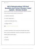 WCU Pathophysiology 370 Final  Questions and Correct Answers&sol; Latest  Update &sol; Already Graded