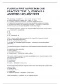 FLORIDA FIRE INSPECTOR ONE PRACTICE TEST  QUESTIONS & ANSWERS 100&percnt; CORRECT